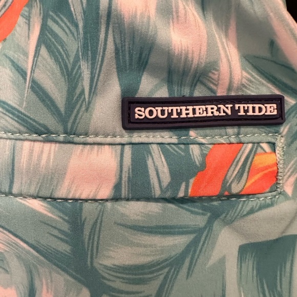NWT Men's Sz 2XL Southern Tide Monstera Palm Swim Trunk Teal/Orange - Picture 3 of 6